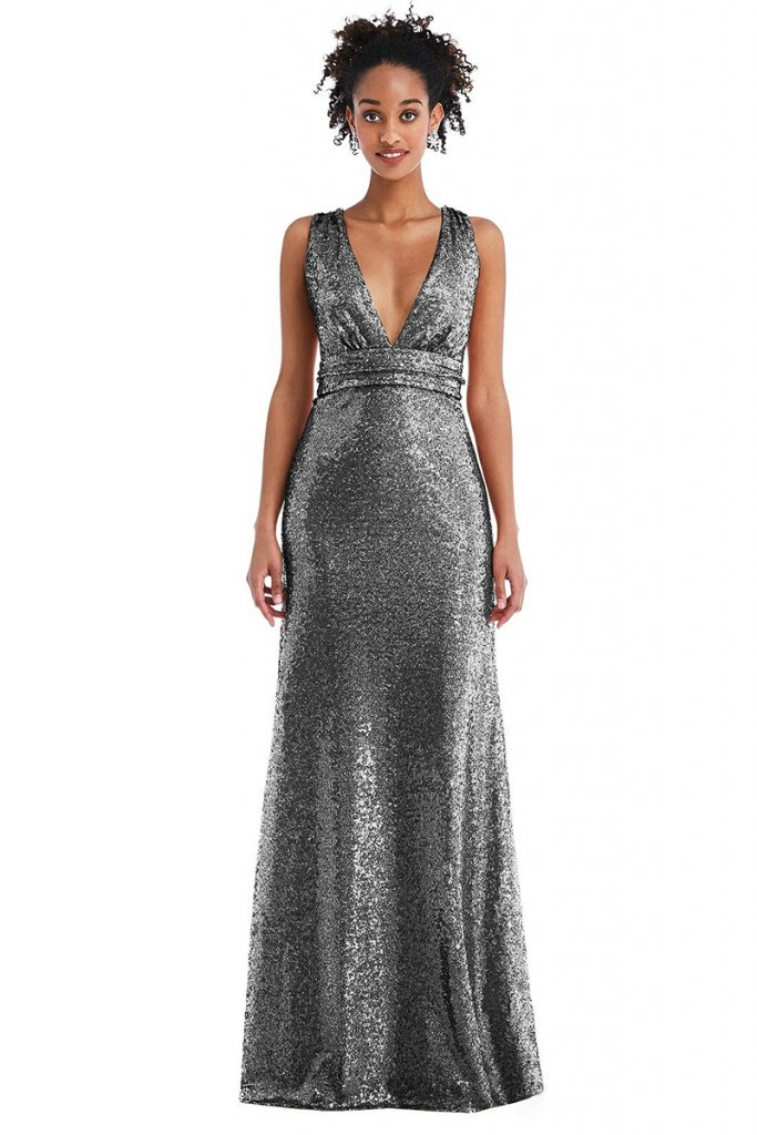 thread bridesmaid sequin gown